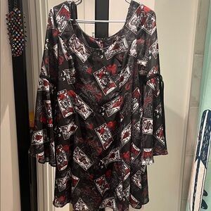 Hell Bunny Black and Red Tarot Print Dress